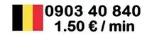 Image du numéro belge 0903 40 840, tarif 1,50 € par minute. Service Confession Intime, pour un échange discret et bienveillant, accessible 7j/7 en Belgique.